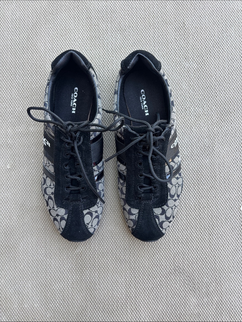 Coach Black Signature Monogram Lace-Up Sneakers